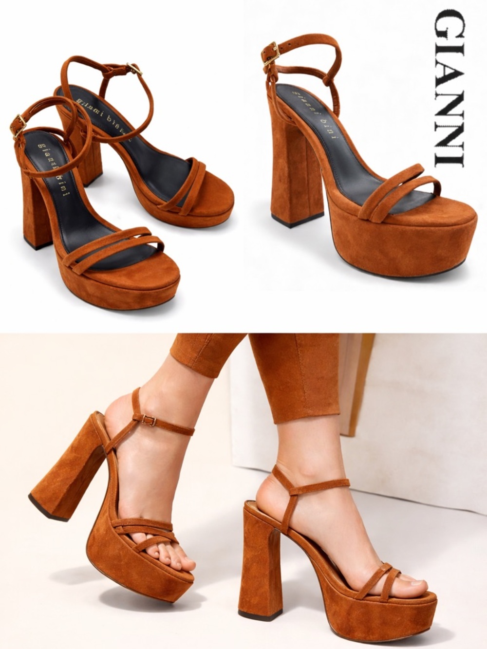 Gianni Bini Suede Heeled Sandals Brown NWT Size 10